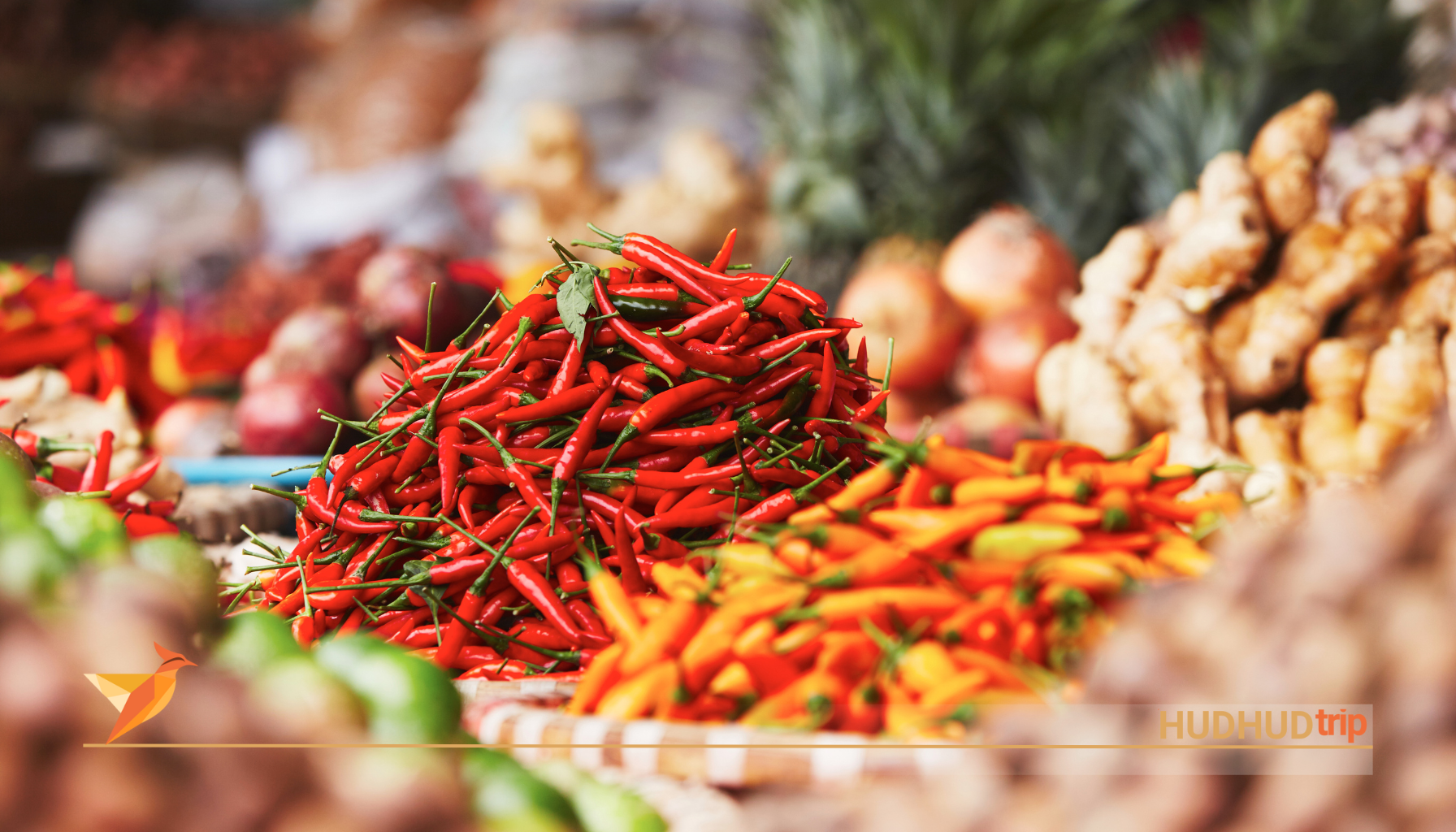 Chili peppers at a market