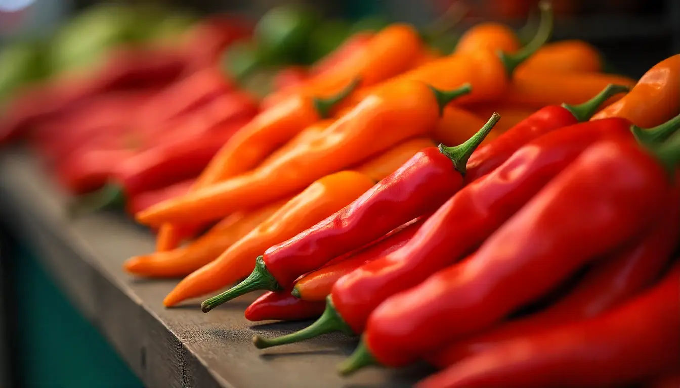 Chili peppers at a market