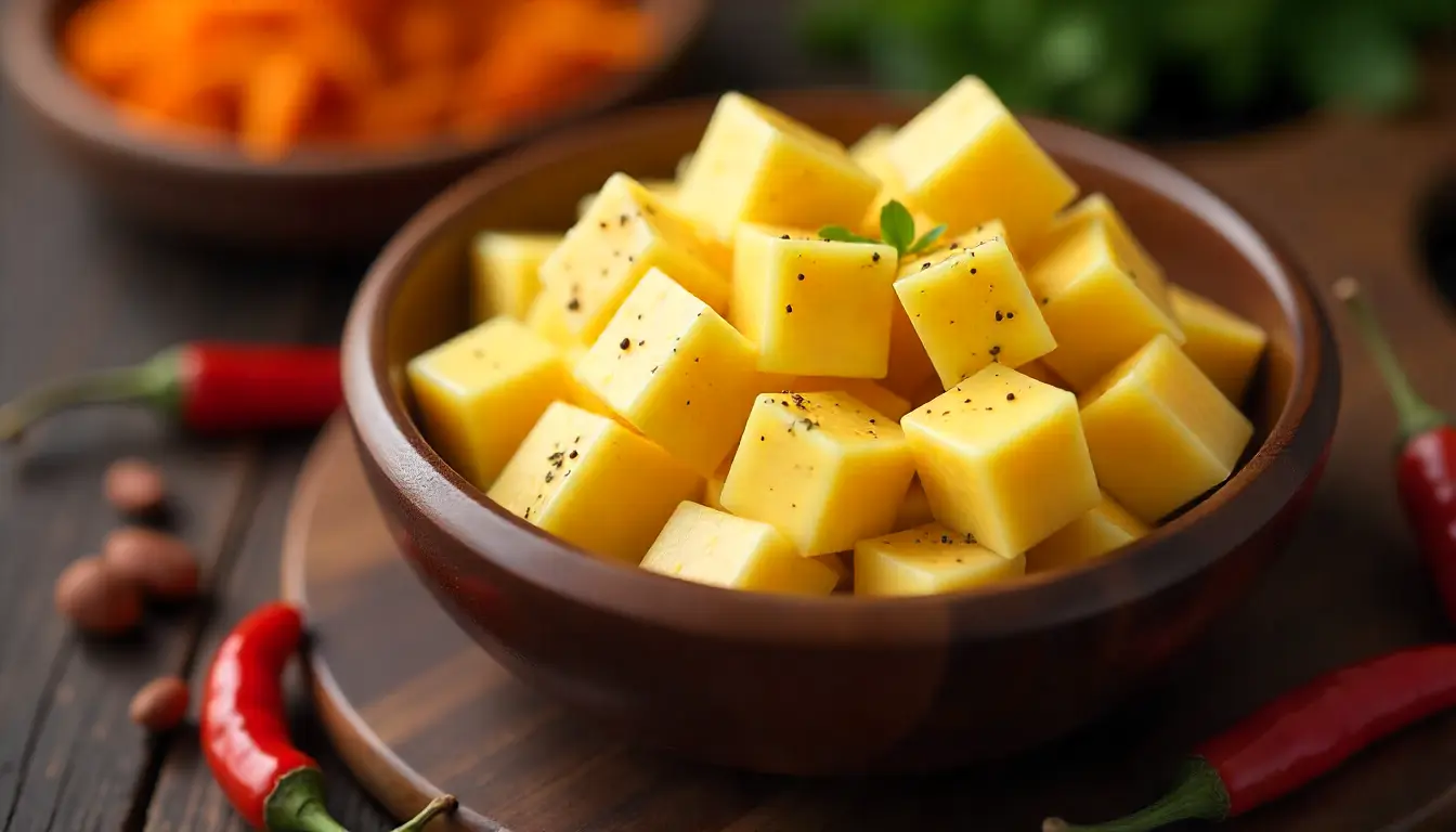 European kitchen with paprika and cheese